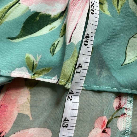 Vince Camuto Floral Chiffon Halter Dress High-Low Green Size 14 - Picture 16 of 16